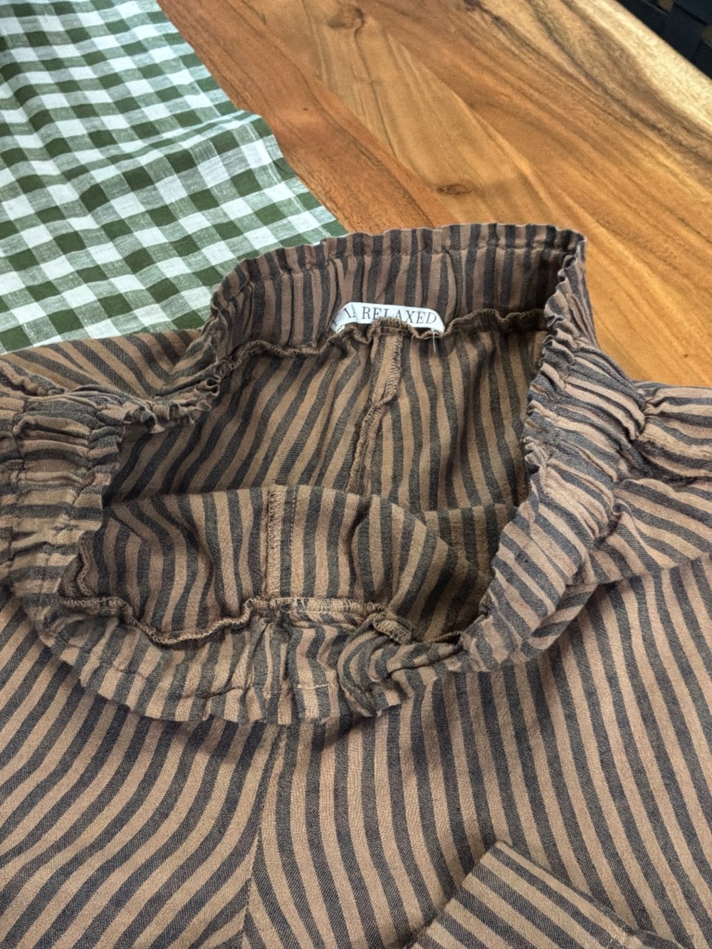 Striped Brown Wide-Leg Trousers - Picture 8 of 10